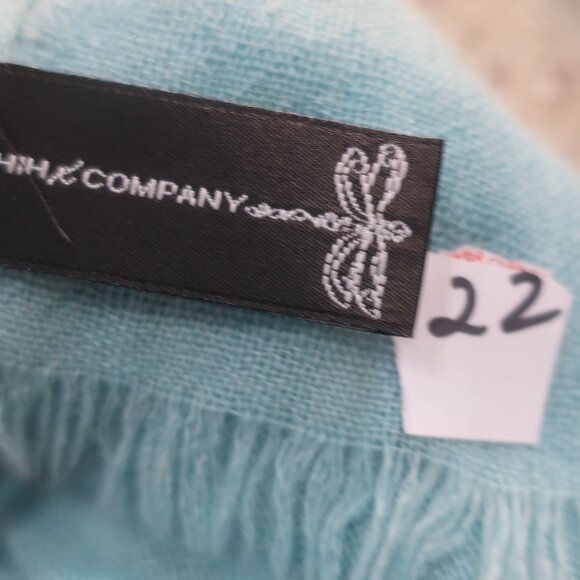 Women Shih Aqua Blue Pure Cashmere Light Knit Shawl Cover OS - Picture 9 of 15